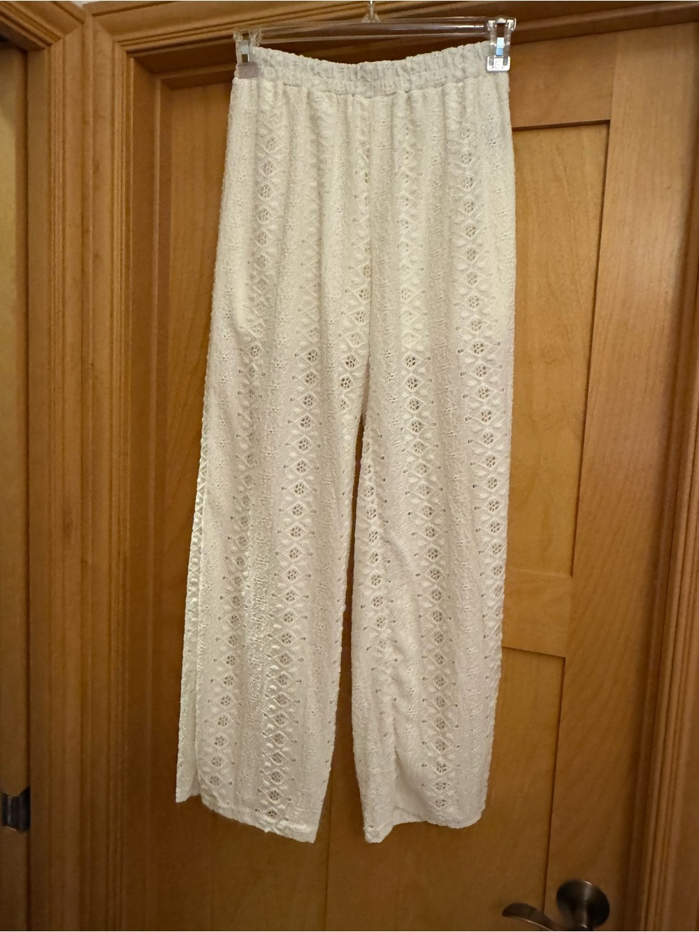 Cream Lace Wide-Leg Women's coverup Pants